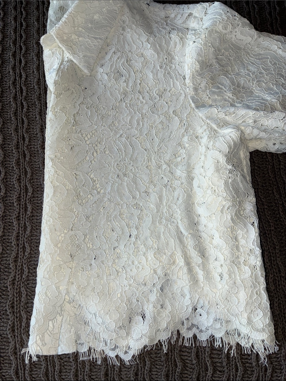White Lace Button-Down Shirt - Women's Short Sleeve Boutique Brand:Sweet Generis - Picture 6 of 16